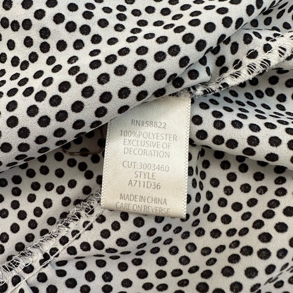 MAX STUDIO Blouse Polka Dot Eyelet V-Neck Balloon Sleeve Black White Size M - Picture 12 of 17